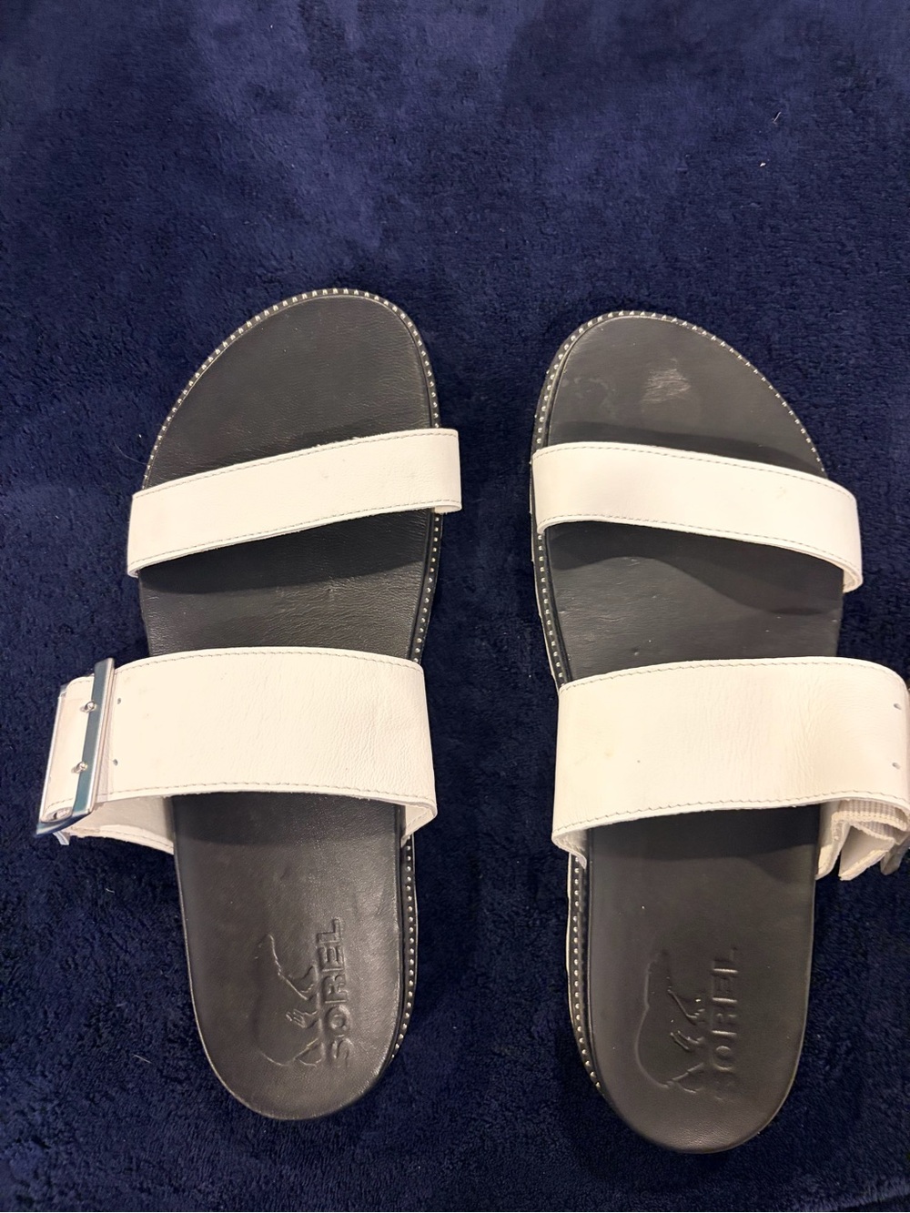 Sorel Women's White Double-Strap Buckle Slide Sandals